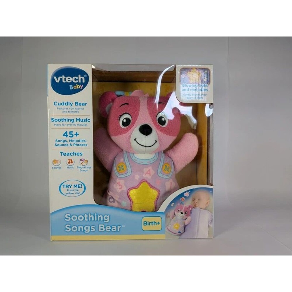 V-Tech Soothing Songs Bear Cub Pink Plush Baby Toy Musical lullaby